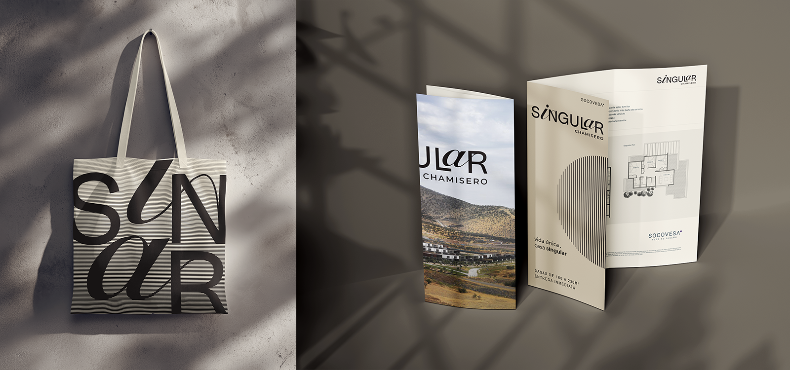Singular — señalética y logotipo en muro de hormigón